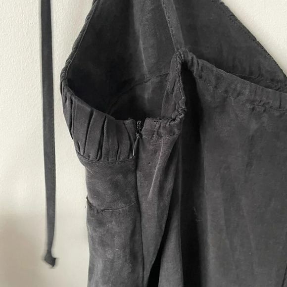 Zara Black Spaghetti Tie Strap Shorts Romper Jumpsuit Washed Blacked Size Medium - Picture 10 of 13